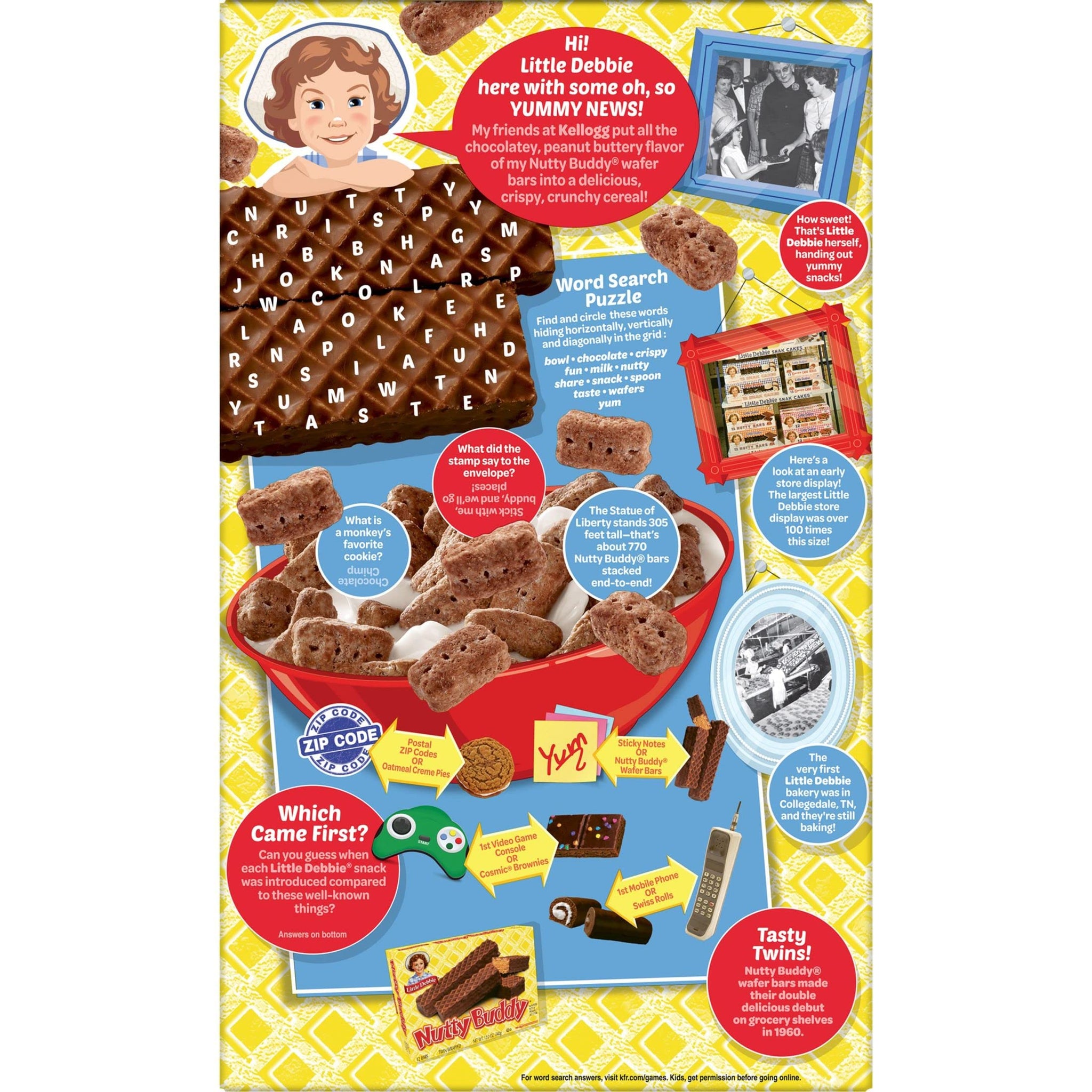 Little Debbie Breakfast Cereal, 8 Vitamins and Minerals, Kids Snacks, Family Size, Nutty Buddy, 13.1oz Box (1 Box)