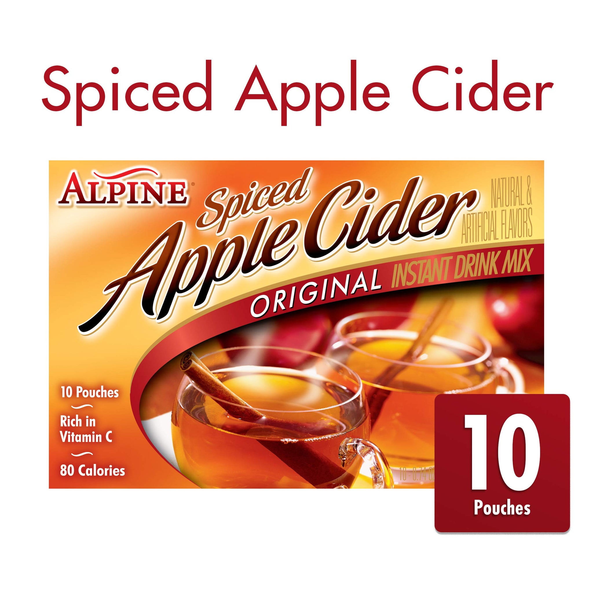 Alpine Spiced Cider Original Drink Mix, Apple Flavor, 10 Pouches