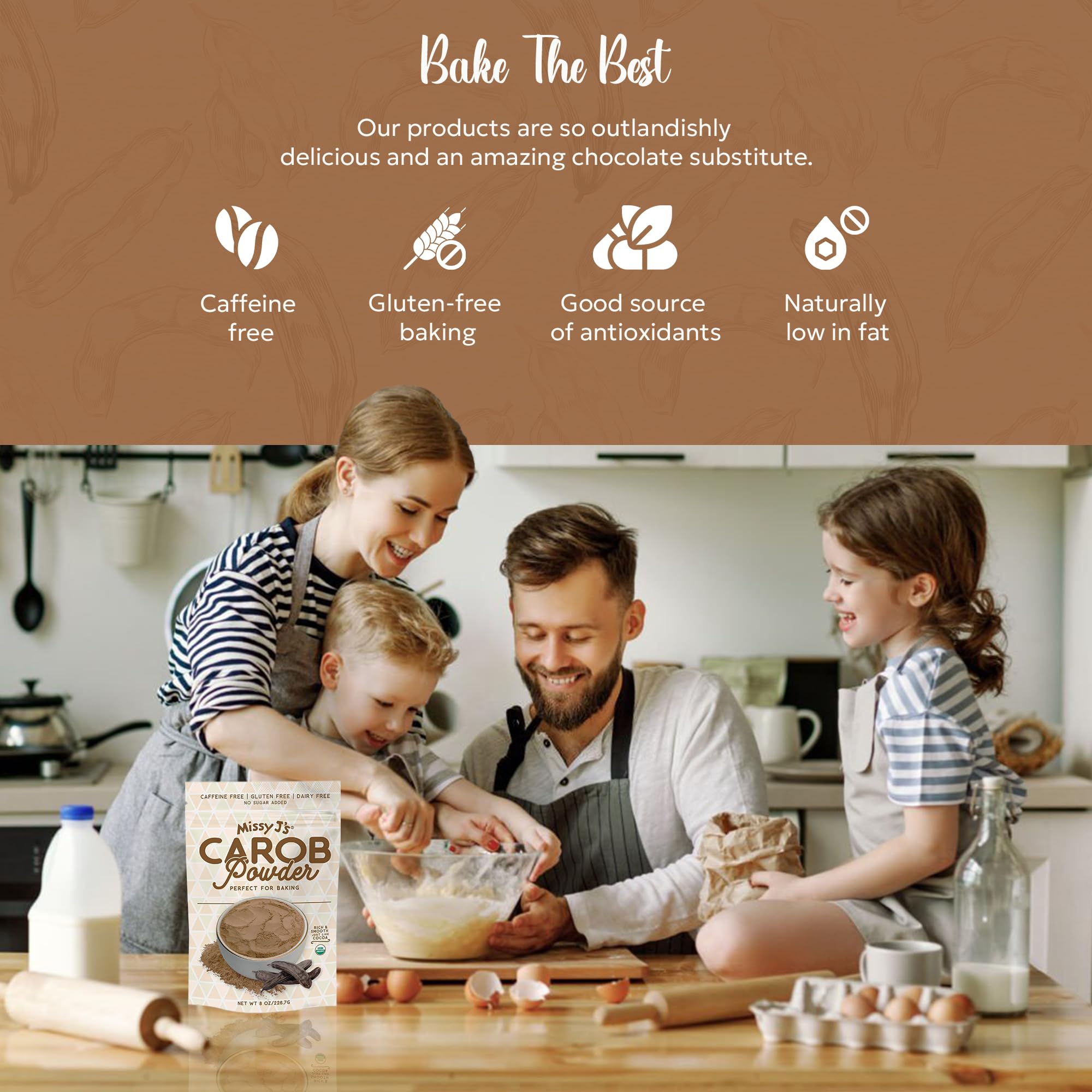 Missy J's Carob Chips Sampler pack-3 flavors, Vegan, Gluten and Caffeine Free Healthy Substitute for Chocolate, Perfect for Snacks and Treats