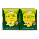 Grace Instant Pre-Sweetened Ginger Lemon Tea 4.94 oz - 2 Pack - Ginger Lemon Tea Bags - 28 Count