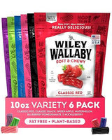 Wiley Wallaby Licorice 10 Ounce Classic Gourmet Australian Style Soft & Chewy Licorice Candy Variety Pack Twists, 6 Pack