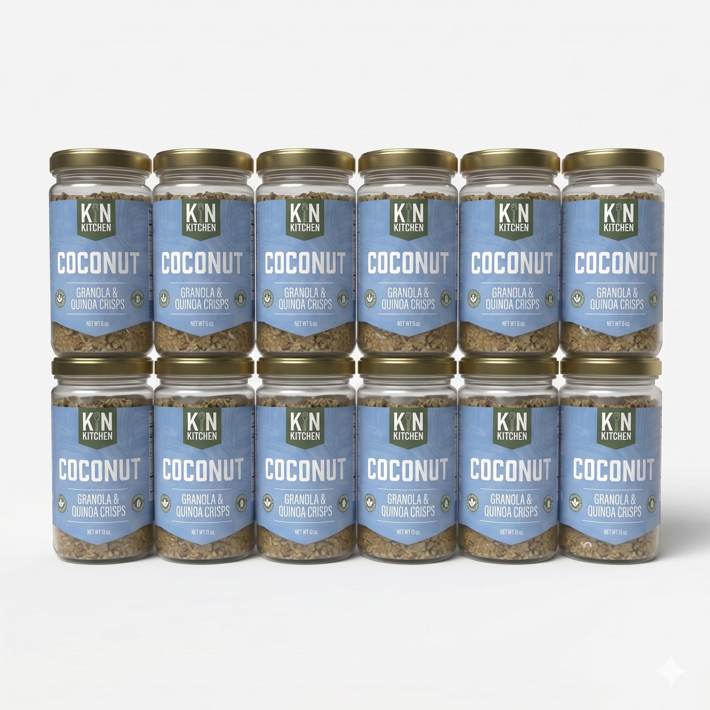 Kin Kitchen non-GMO Granola & Organic Quinoa Crisps, in a Glass Jar Recyclable and Resusable. Made with Real Fruit. No Aritificial Colors, Flavors, or