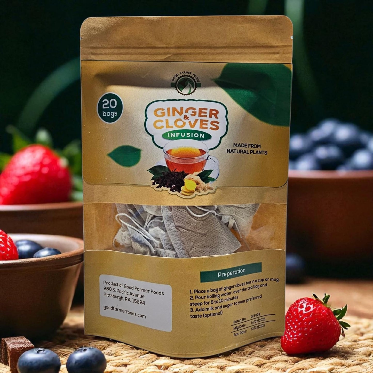 Good Farmer Foods Ginger And Cloves All Natural Herbal Tea 20 count