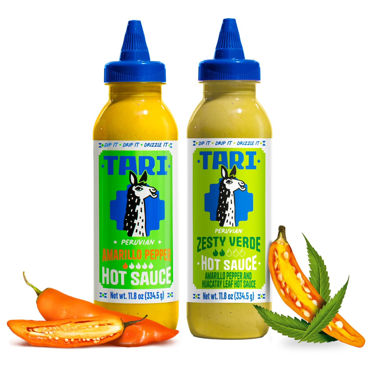 Tari Hot Sauce - Amarillo Pepper Variety Pack - Aji Amarillo & Zesty Verde - 11.8oz each (2Pk)
