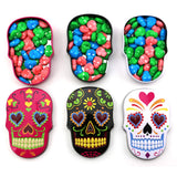 Sugar Skulls Tin Candy (3 Pack) Festive Sweet Flavor Skill Shaped Gift Stuffers with 2 Gosutoys Stickers