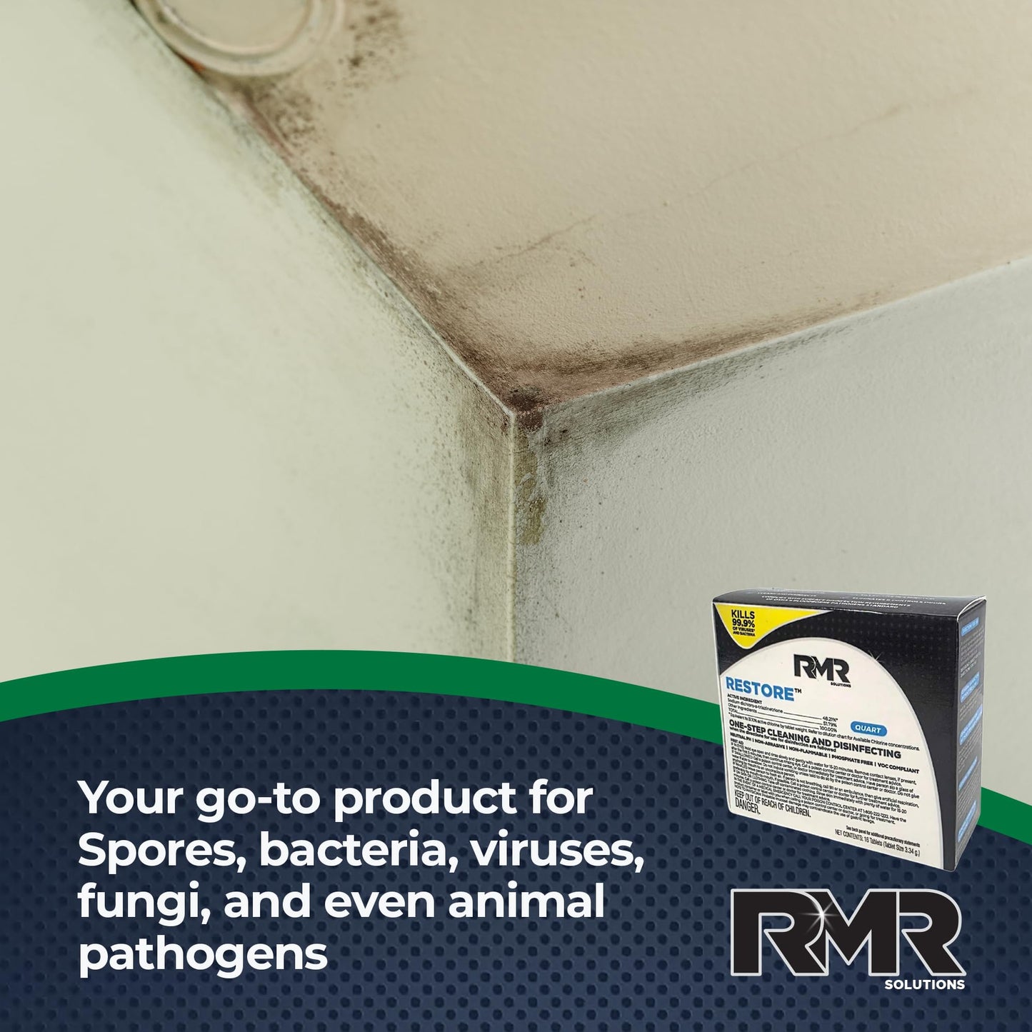 RMR Solutions RESTORE Disinfectant & Cleaner Concentrate, EPA Registered Mold Remover & Antibacterial Cleaning Solution for Kitchen, Bathroom, Floor