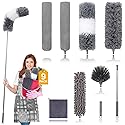 DEEHYO Microfiber Duster for Cleaning Fan, High Ceiling, Blinds, Furniture, Cars , 9PCS Extendable Feather Duster (Stainless Steel) 30 to 100 Inches