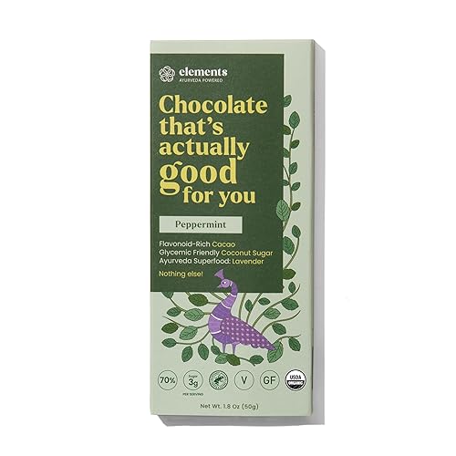 Elements Truffles Peppermint Flavoured Dark Chocolate Bar| Ayurvedic, Vegan & Gluten Free | No Refined Sugar & Artificial Flavours | Enriched