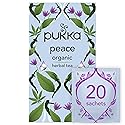 Pukka Organic Peace Herbal Tea with Spearmint, Ashwagandha, and Hemp Seed Oil, Caffeine Free, 20 Total Tea Bags