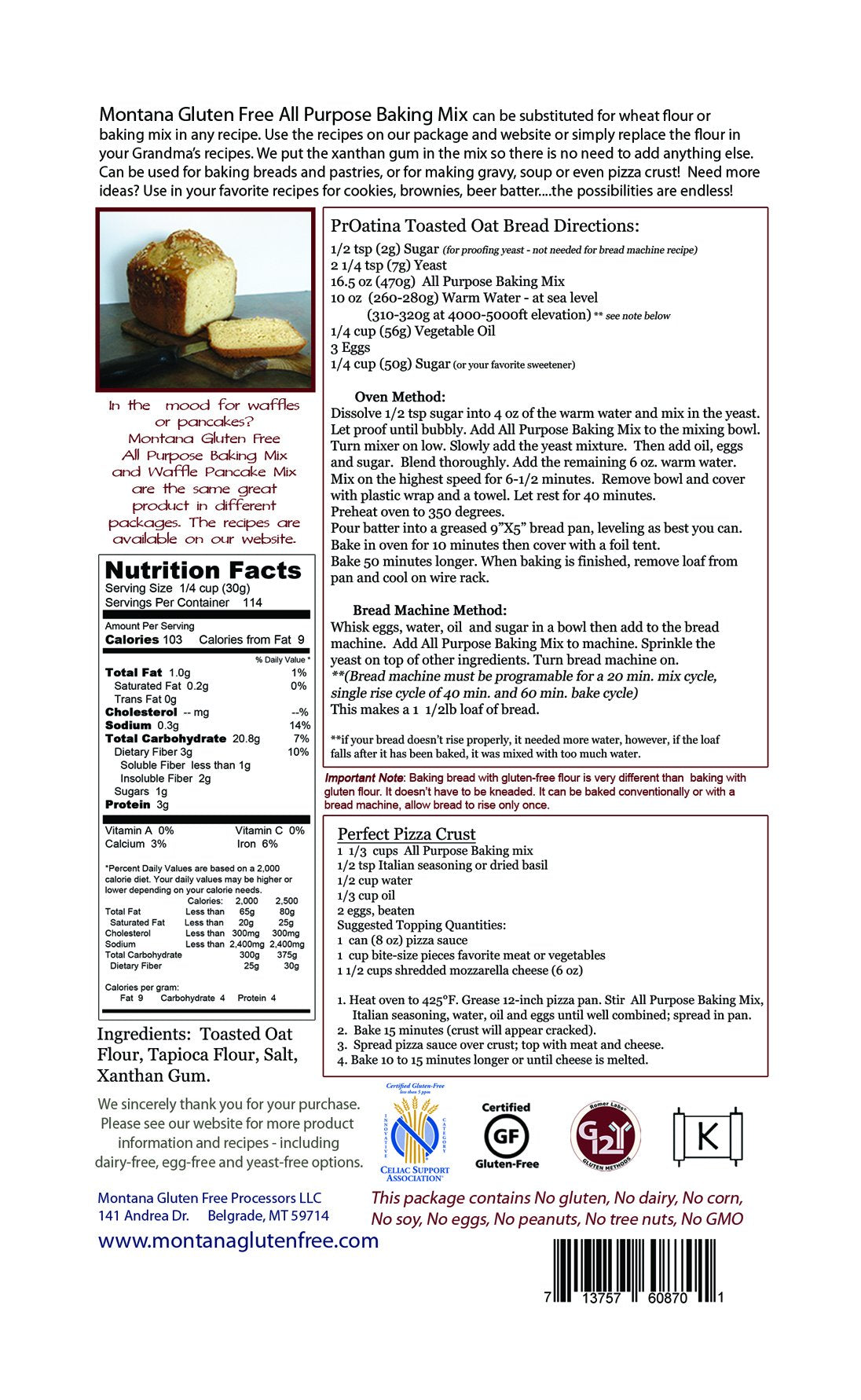 Gluten Free All Purpose Baking Mix ~ 7 1/2 Pound Bag