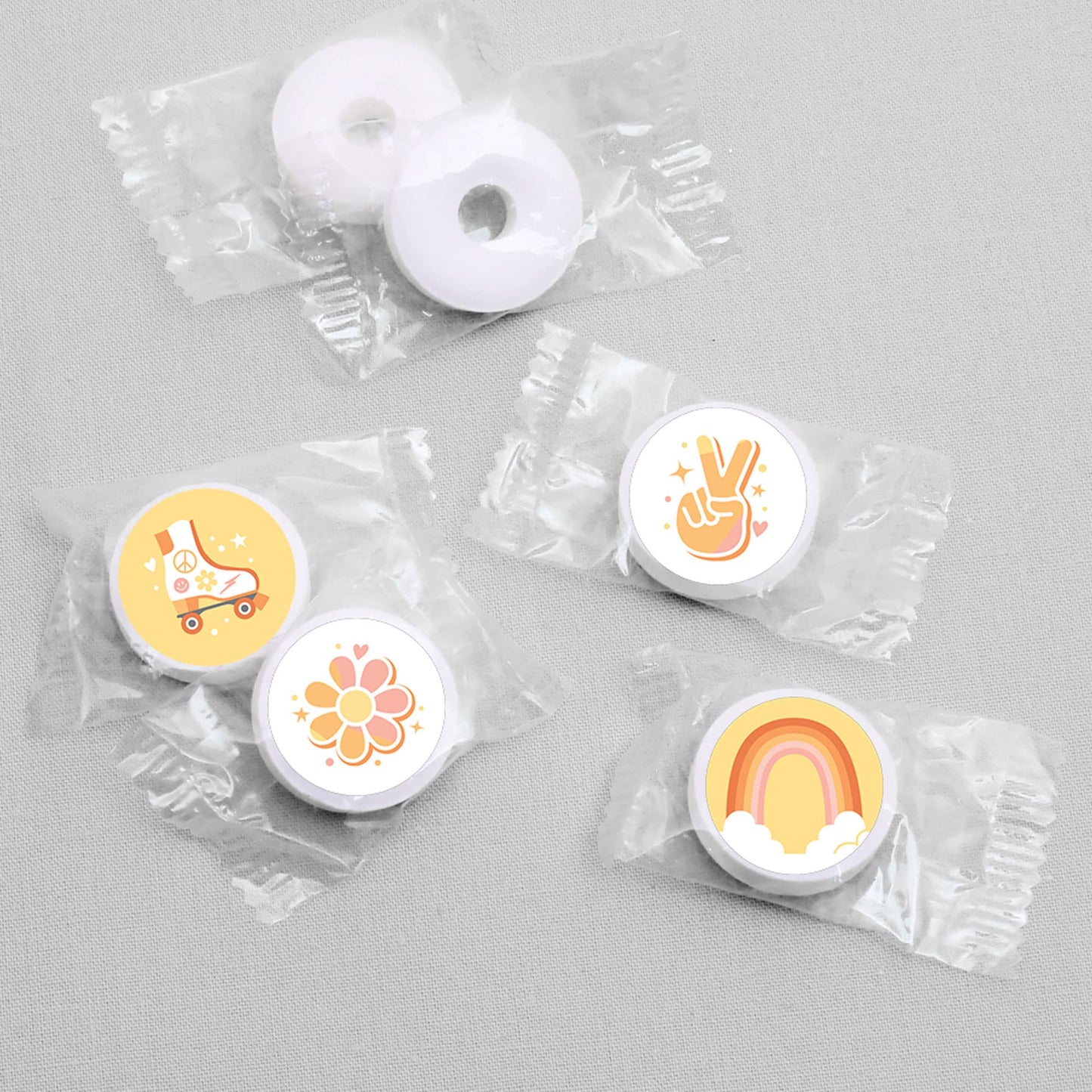 Big Dot of Happiness Stay Groovy - Boho Hippie Party Round Candy Sticker Favors - Labels Fit Chocolate Candy (1 Sheet of 108)