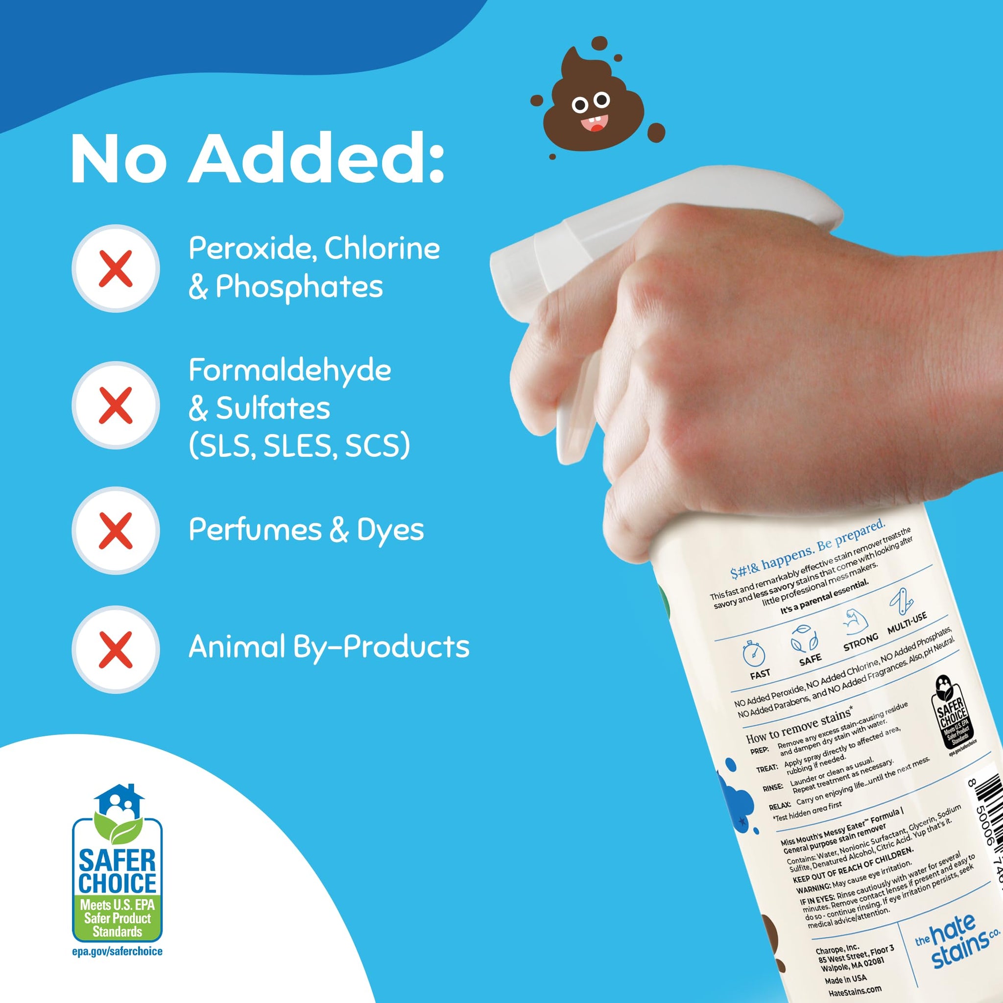 Miss Mouth's Messy Eater Stain Treater Spray - 16oz Stain Remover - Newborn & Baby Essentials - No Dry Cleaning Food, Grease, Coffee Off Laundry