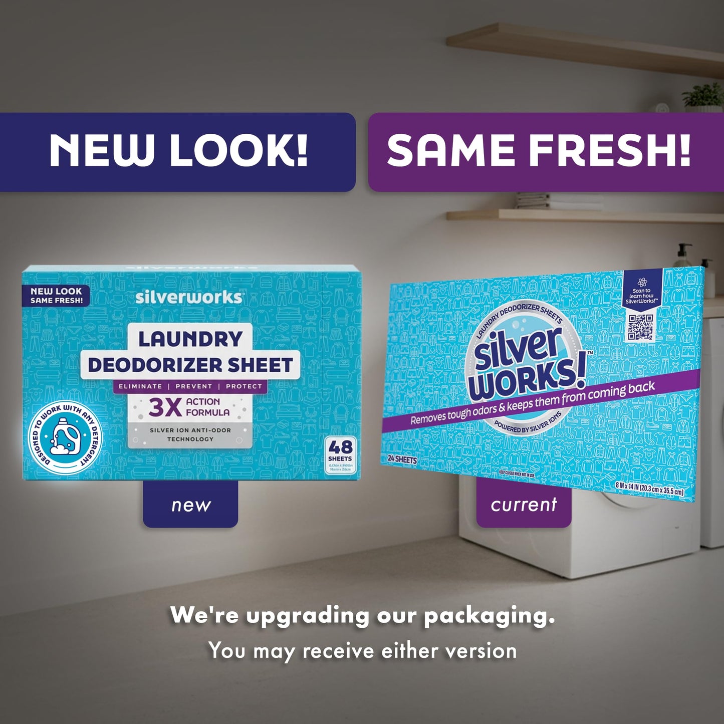 SilverWorks! Deodorizer Laundry Odor Eliminator For Clothes - Natural Silver Ion Infused Washer Sheets - Laundry Deodorizer Odor Eliminator - Lasting