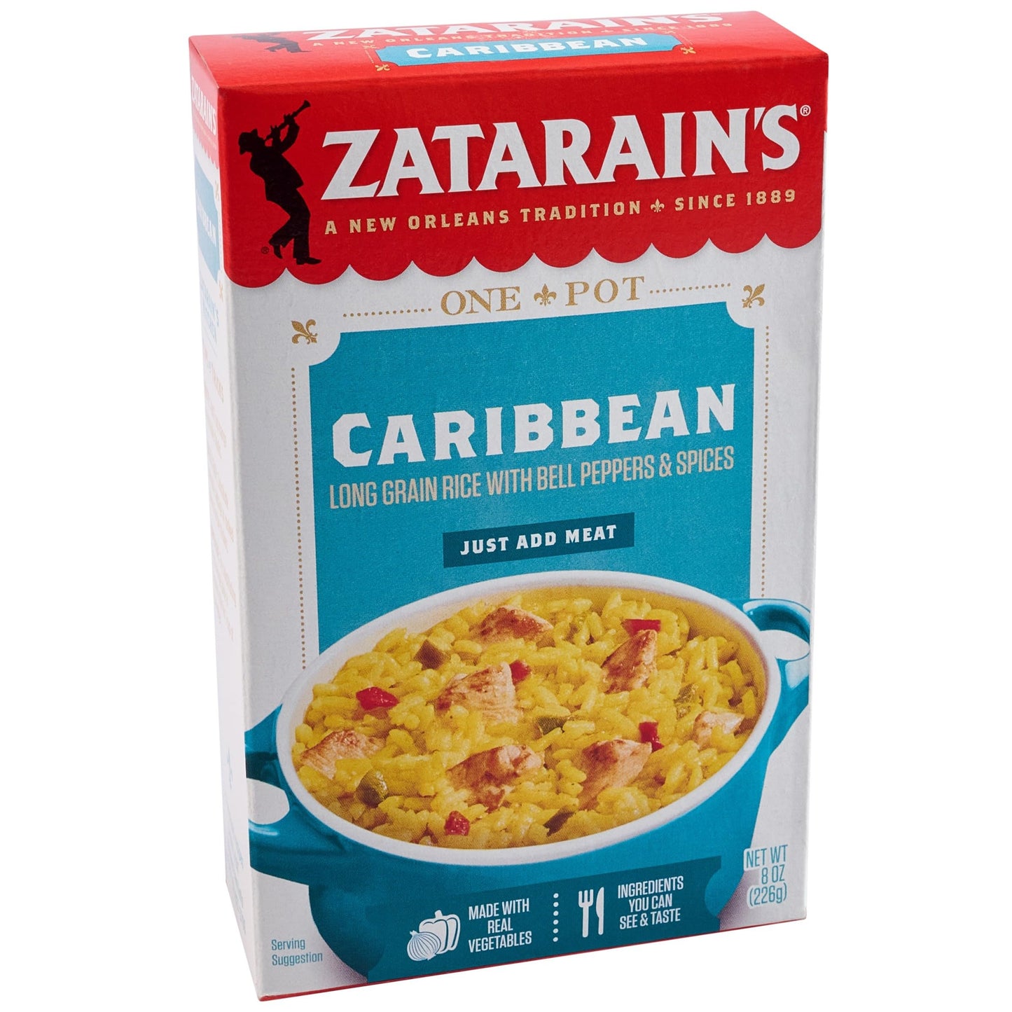 Zatarain’s Rice Mix, Caribbean, Flavorful Side Dish or Base for Meals, Long Grain Rice Mix, One Pot Meals, Just Add Meat, Made with Real Vegetables