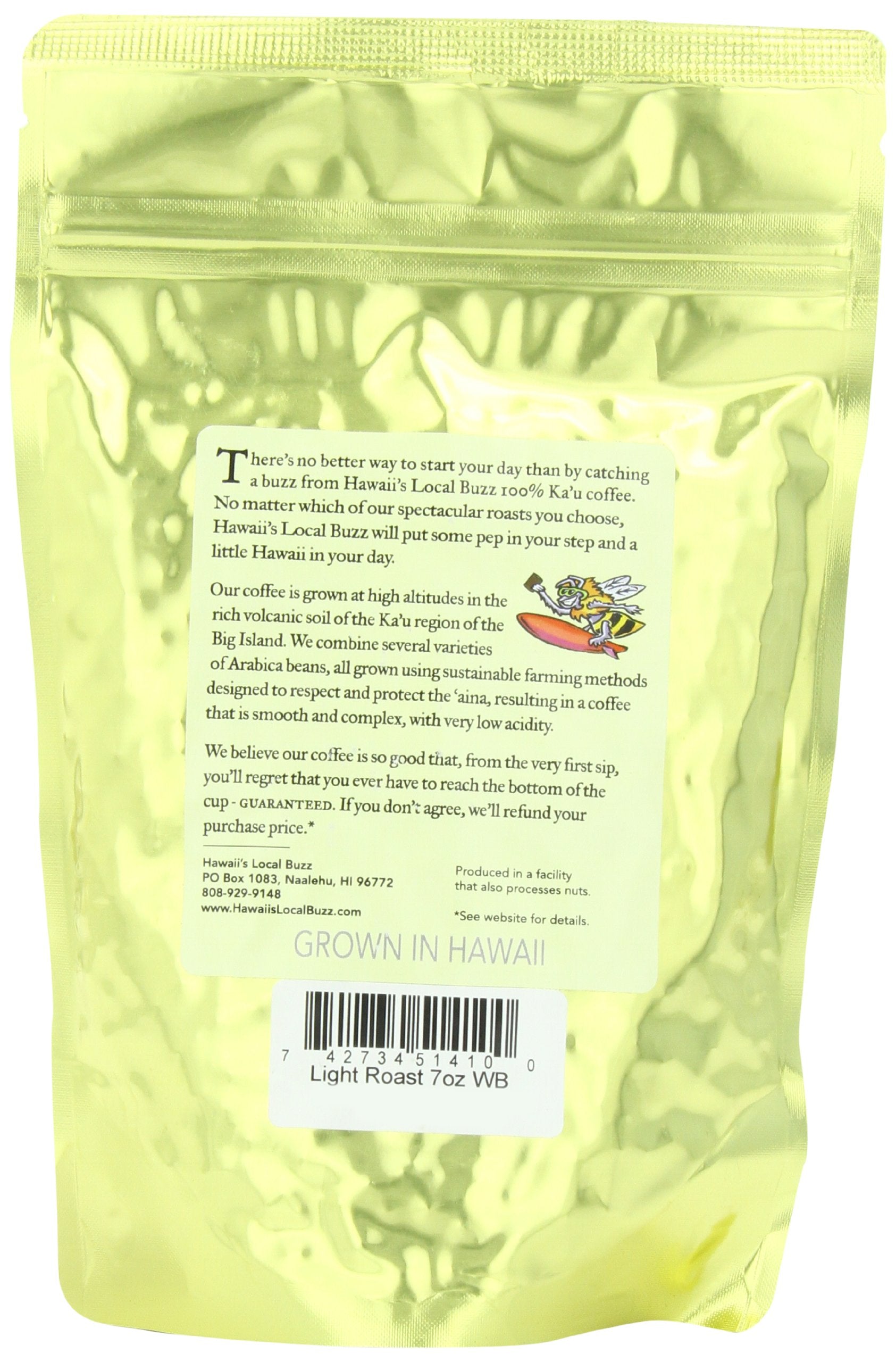 Hawaii's Local Buzz Whole Bean Coffee, Light Roast, 7 Ounce