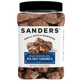 Sanders Milk Chocolate Sea Salt Caramels (32 oz Tub) - Handcrafted Small Batch Slow Cooked Caramel, Sea Salt Chocolate with Rich Indulgent Flavor