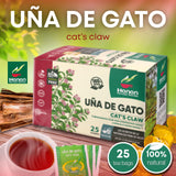 Hanan Cat’s Claw Tea Uña de Gato 25 Herbal Teabags - Wild Una de Gato Tree Bark Herb From Peru’s Amazon Lush of Peru