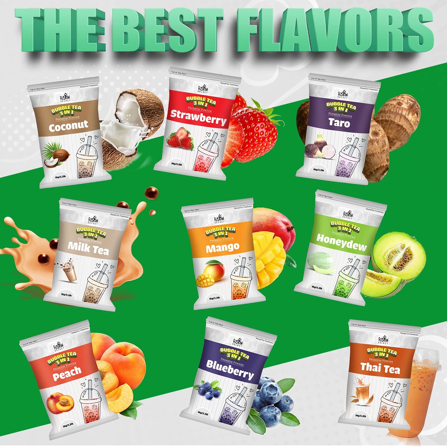 Fusion Select 2.2lb Lychee Tea Powder Flavored-3-in-1 Drink Powder with Cream & Sugar - Instant Pre-Mixed Beverage for Hot or Cold Blends or Yummy