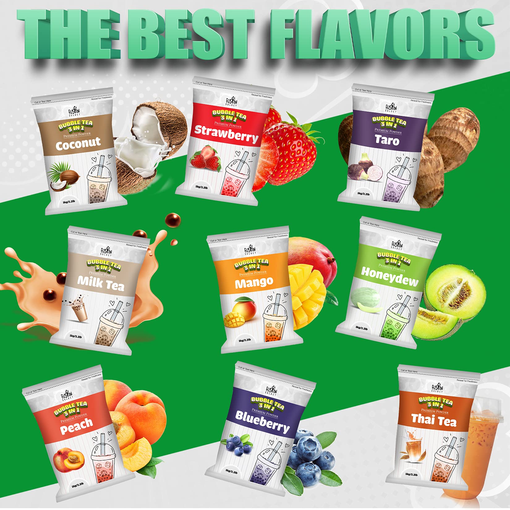 Fusion Select 2.2lb Lychee Tea Powder Flavored-3-in-1 Drink Powder with Cream & Sugar - Instant Pre-Mixed Beverage for Hot or Cold Blends or Yummy