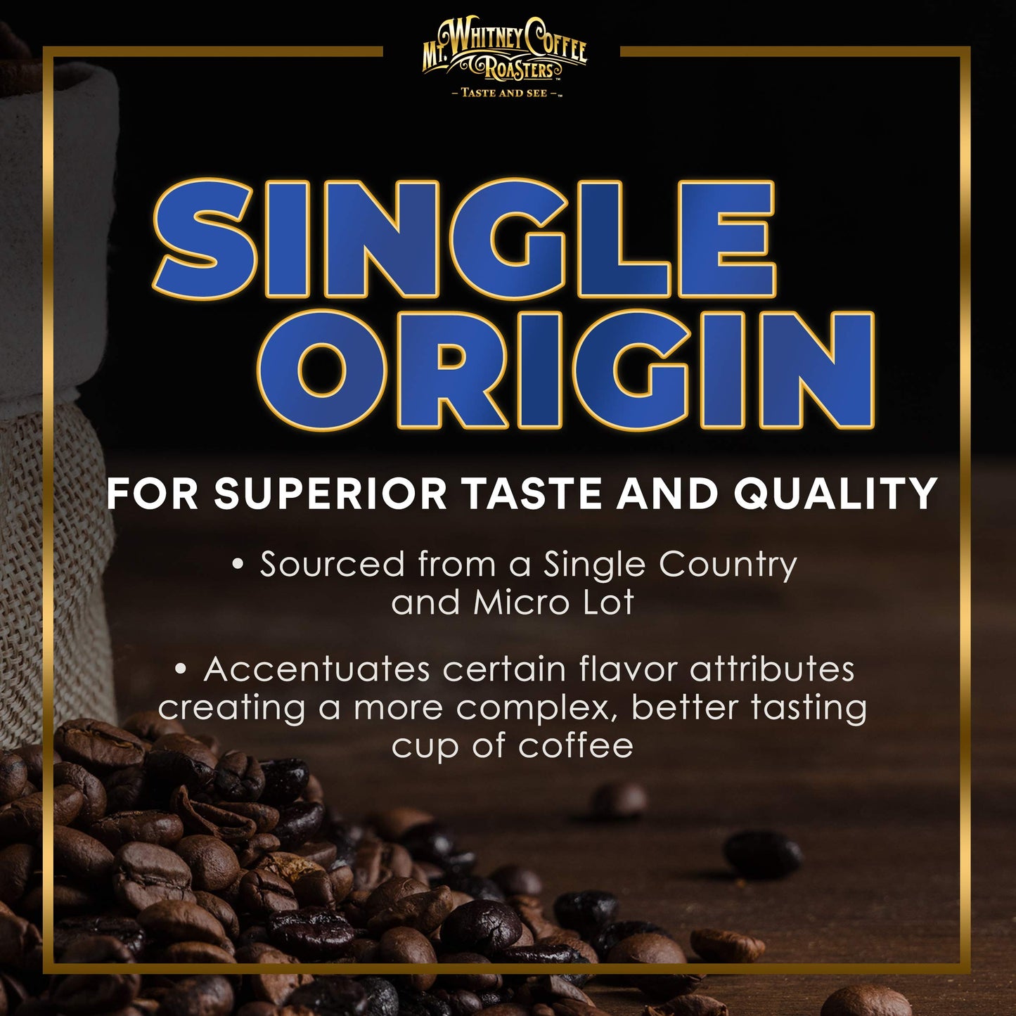 Mt. Whitney Colombia Monte Sierra Organic Single Origin, Medium Dark Roast, Smooth Full Flavored, Low Acid Coffee (Ground, 12 Oz)