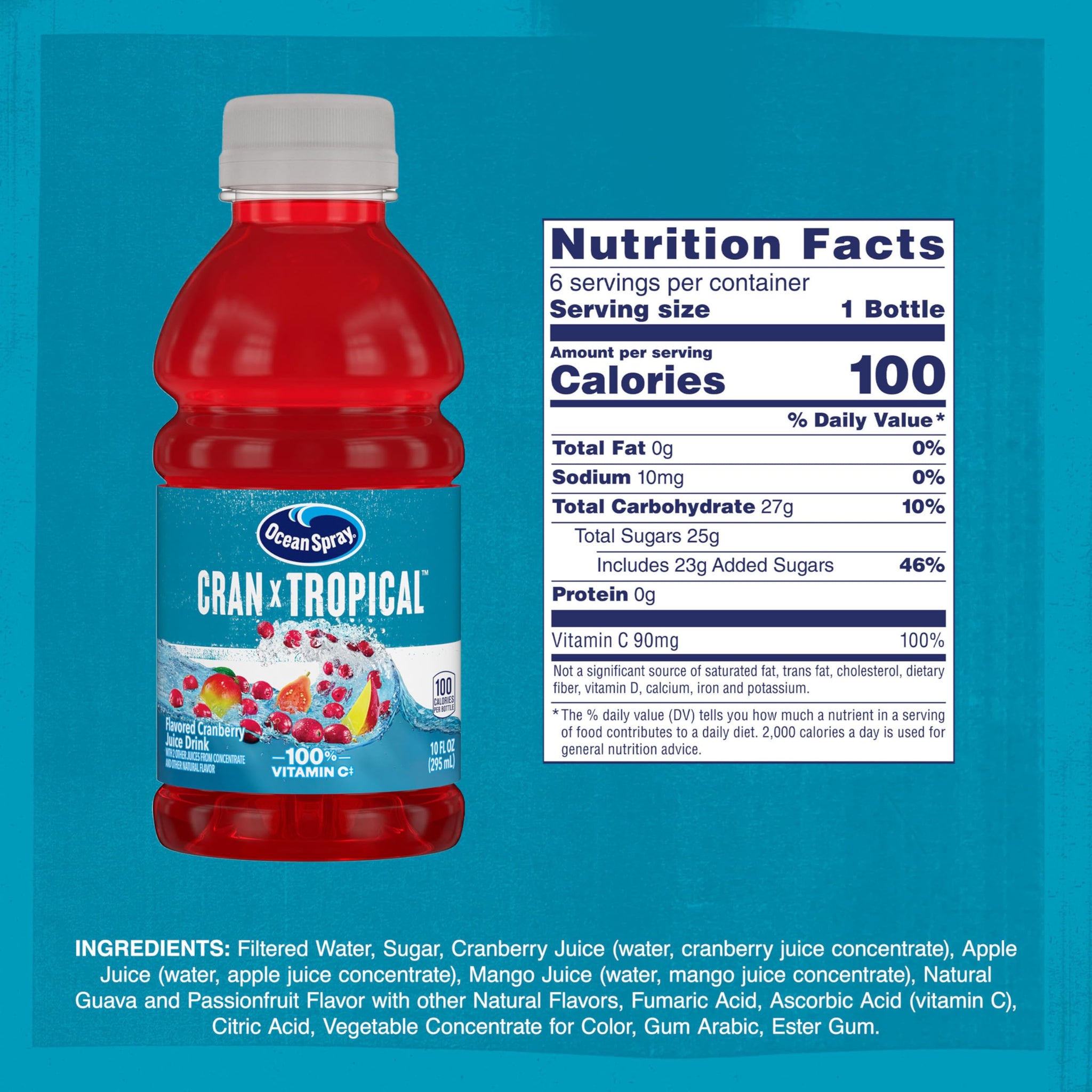 Ocean Spray® Cran-Tropical™ Cranberry Tropical Juice Drinks, 10 Fl Oz Bottles, 6 Count