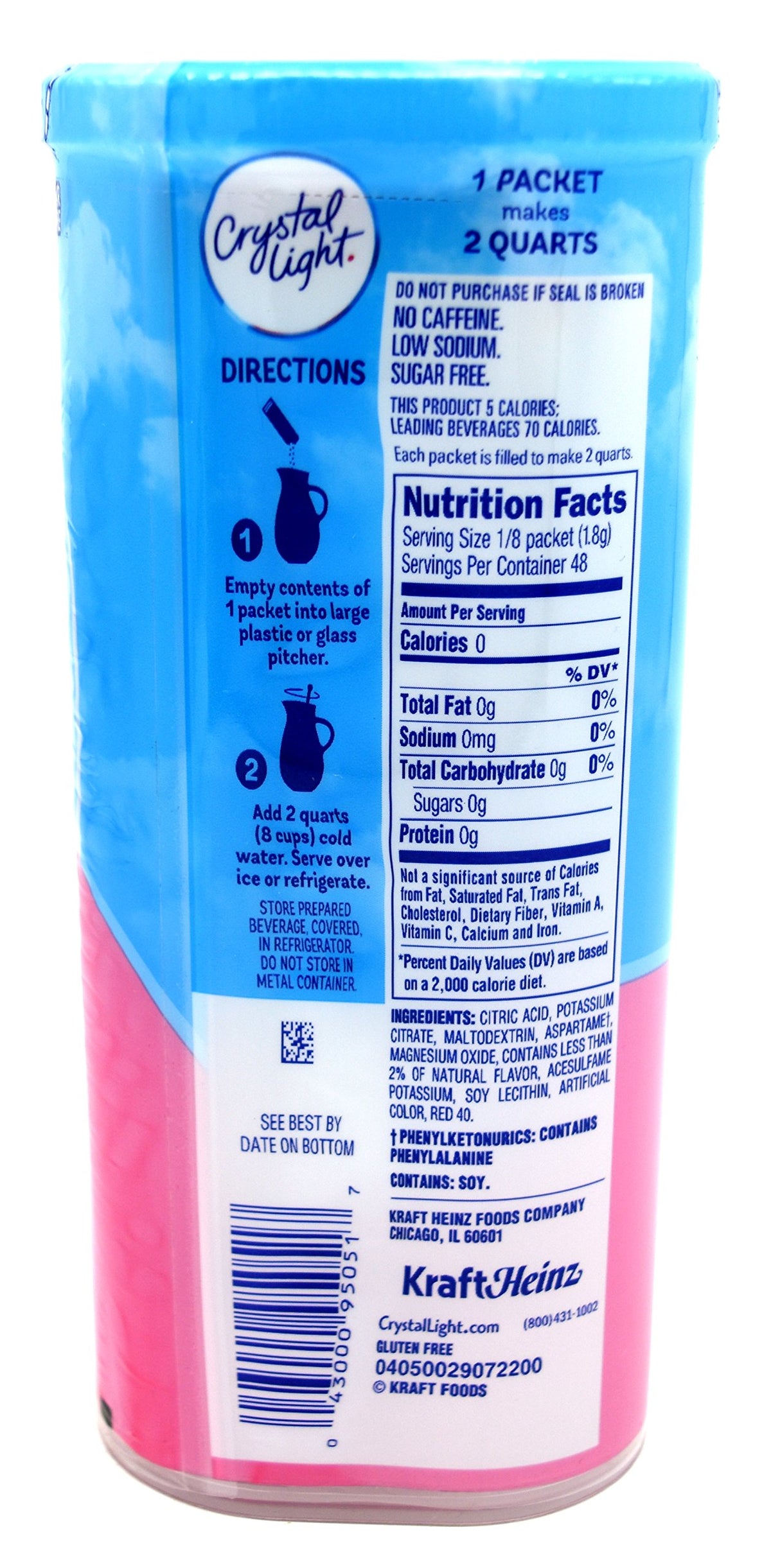 Crystal Light Pink Lemonade Drink Mix, 12-Quart 2.9-Ounce Canister (Pack Of 5)