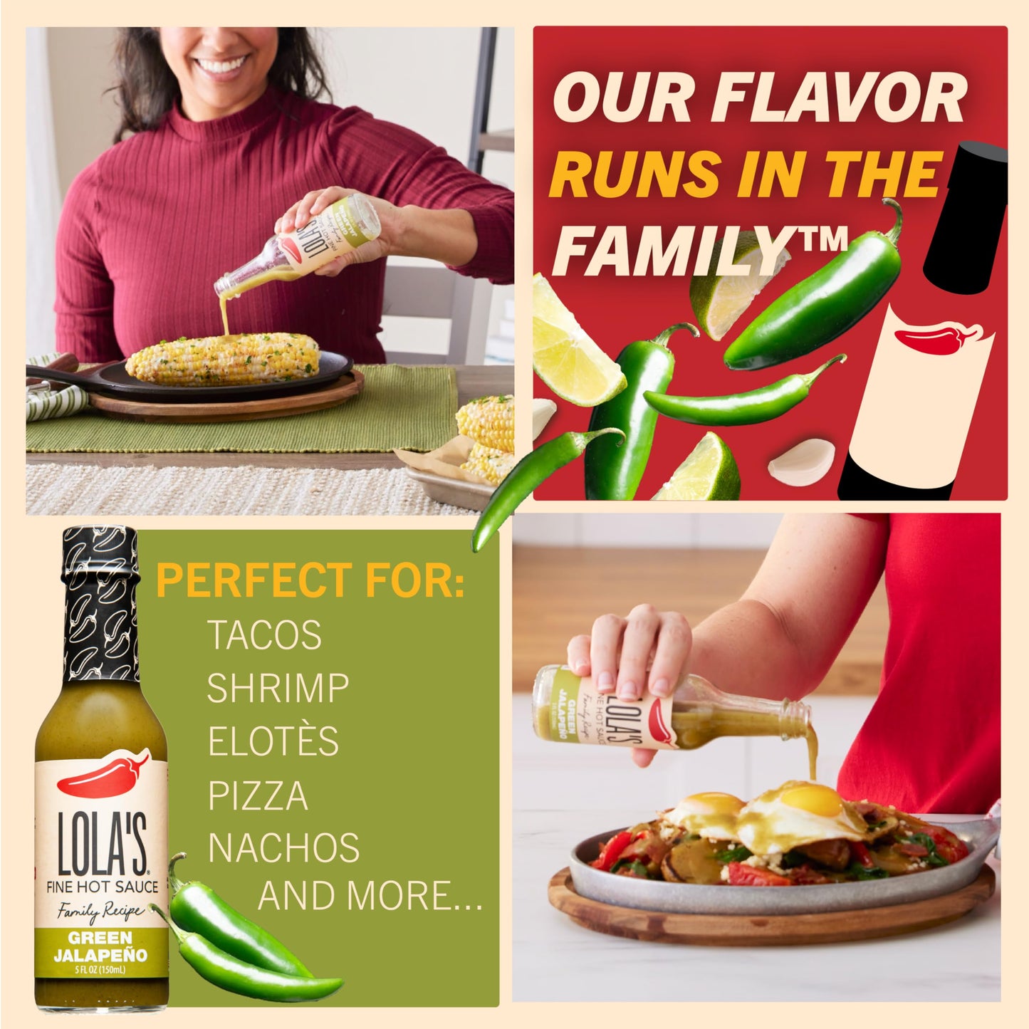 Lola’s Green Jalapeño and Serrano Hot Sauce | Fresh Jalapeños, Serrano Peppers & Lime | 0 Calories, 0g Fat, Low Sodium | All-Natural, Keto