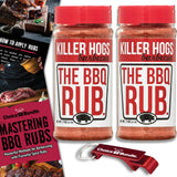 Killer Hogs The BBQ Rub Premium Barbecue Spice & Seasoning 2 pk (22 oz) + BBQ Guide & Bottle Opener (4 Items)!