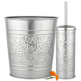 Autumn Alley Brushed Nickel Bathroom Trash Can and Toilet Brush Set - 2-Piece Silver Metal Bathroom Accessories Set, Modern Farmhouse & Transitional