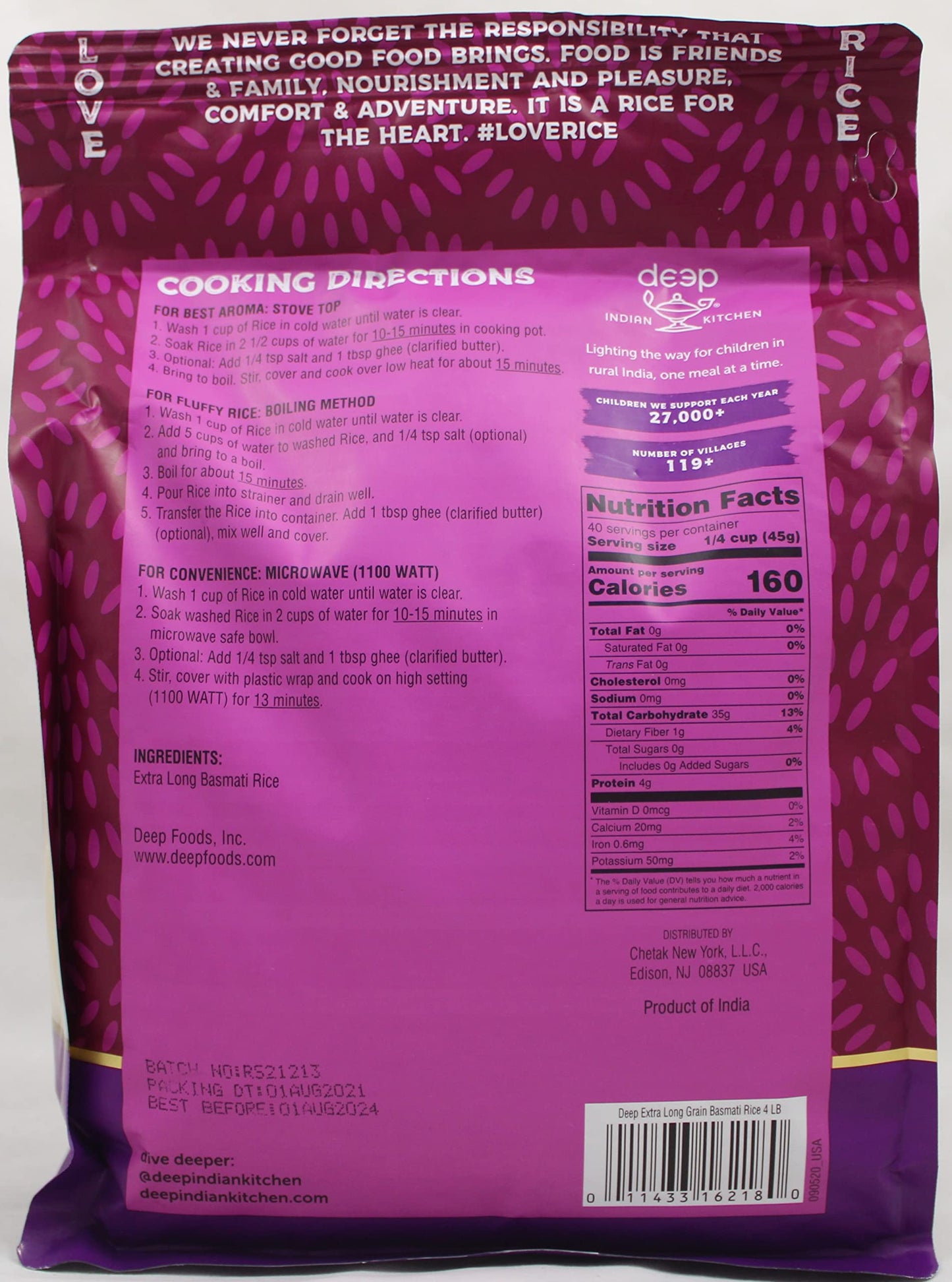 Extra Long Grain Basmati Rice 4 LB