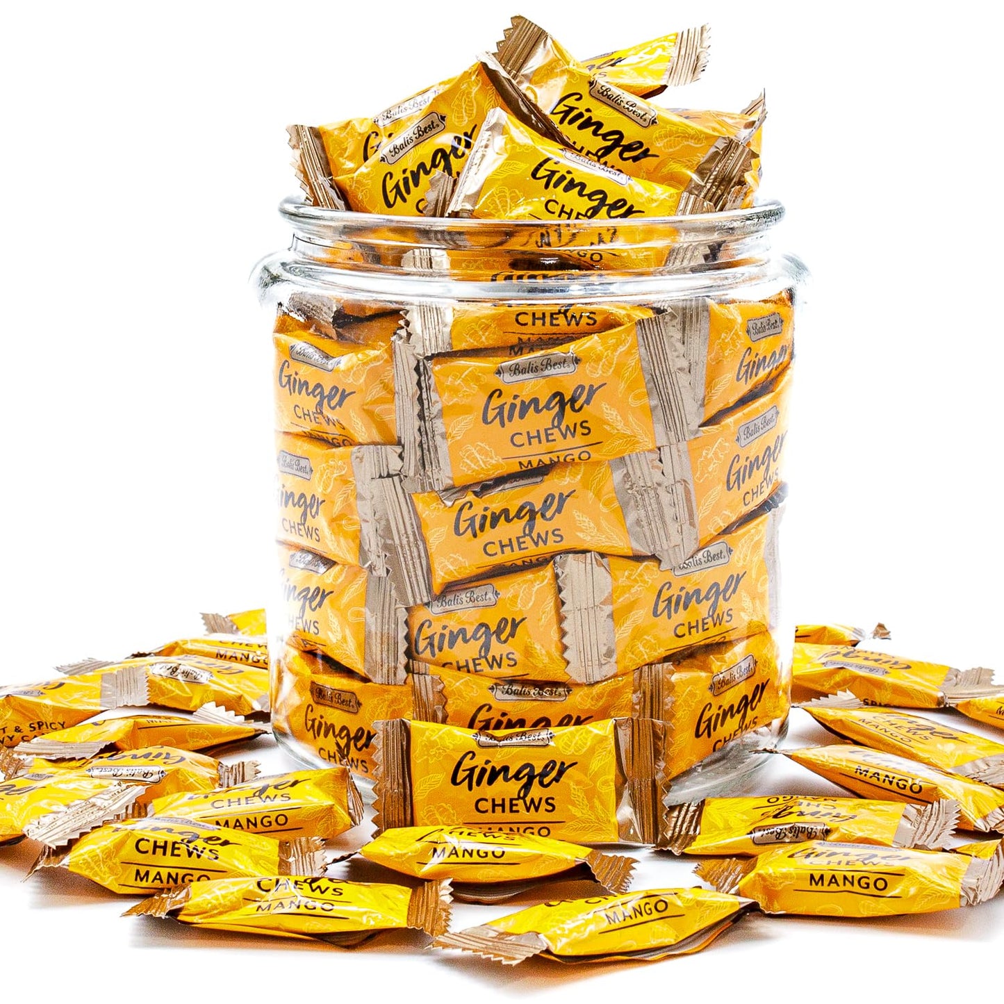 Ginger Candy Chews for Nausea Relief 1 lb - Natural Mango Flavored, 100% Real Ginger, Individually Wrapped, Bulk