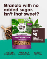 Alter Eco Cinnamon Raisin Granola, Healthy, Organic Breakfast & Snack, Naturally Sweetened with Fruit, Vegan, No Artificial Sugars or Additives