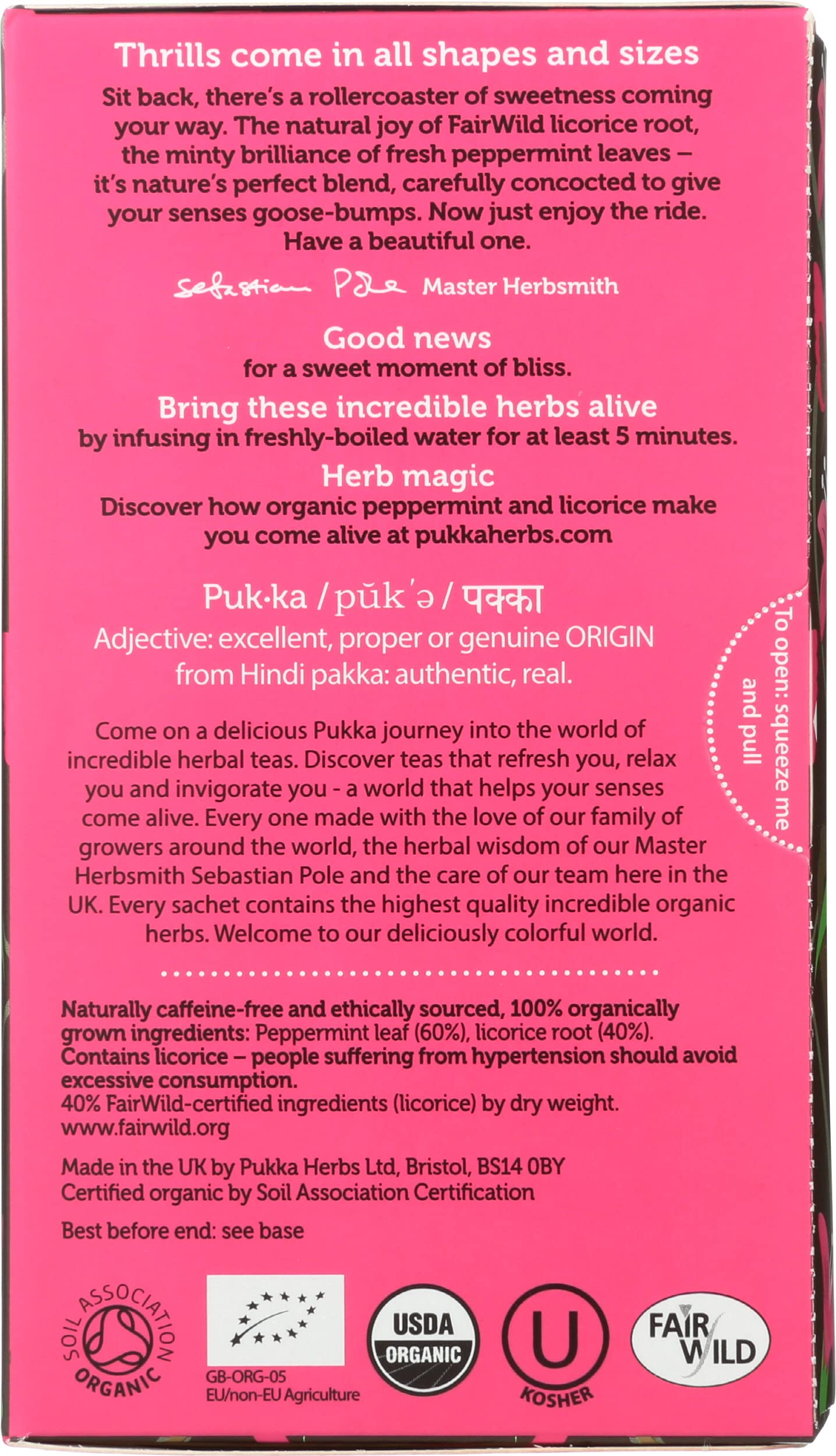 Pukka Organic Herbal Tea Peppermint & Licorice 20 Tea Bags