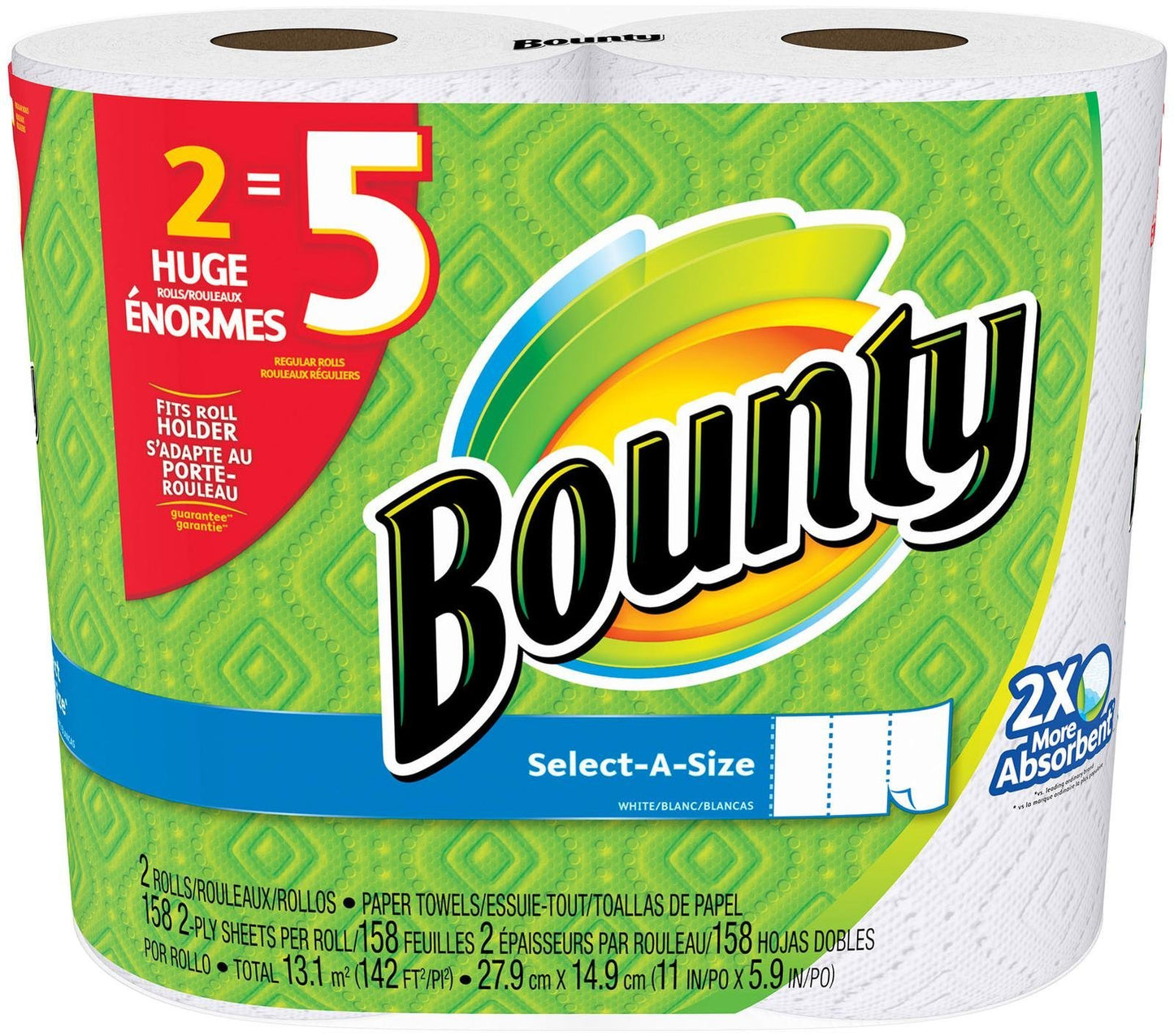 Bounty Select-A-Size Paper Towels, White, Huge Roll, 2 Count