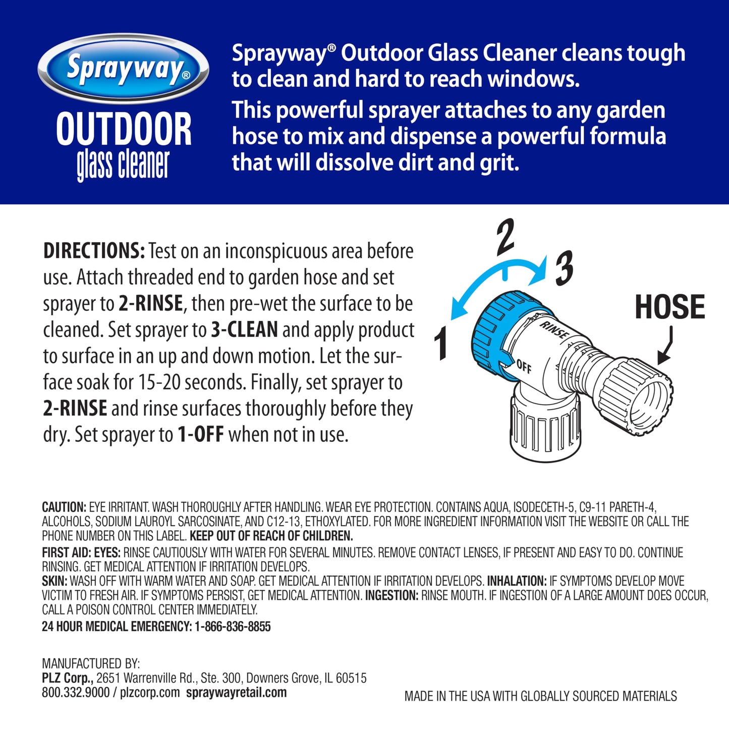 Sprayway Outdoor Glass Cleaner, 32oz | Streak-Free Shine, Foaming Action | Ideal for Windows, Patio Doors, and Outdoor Glass Surfaces