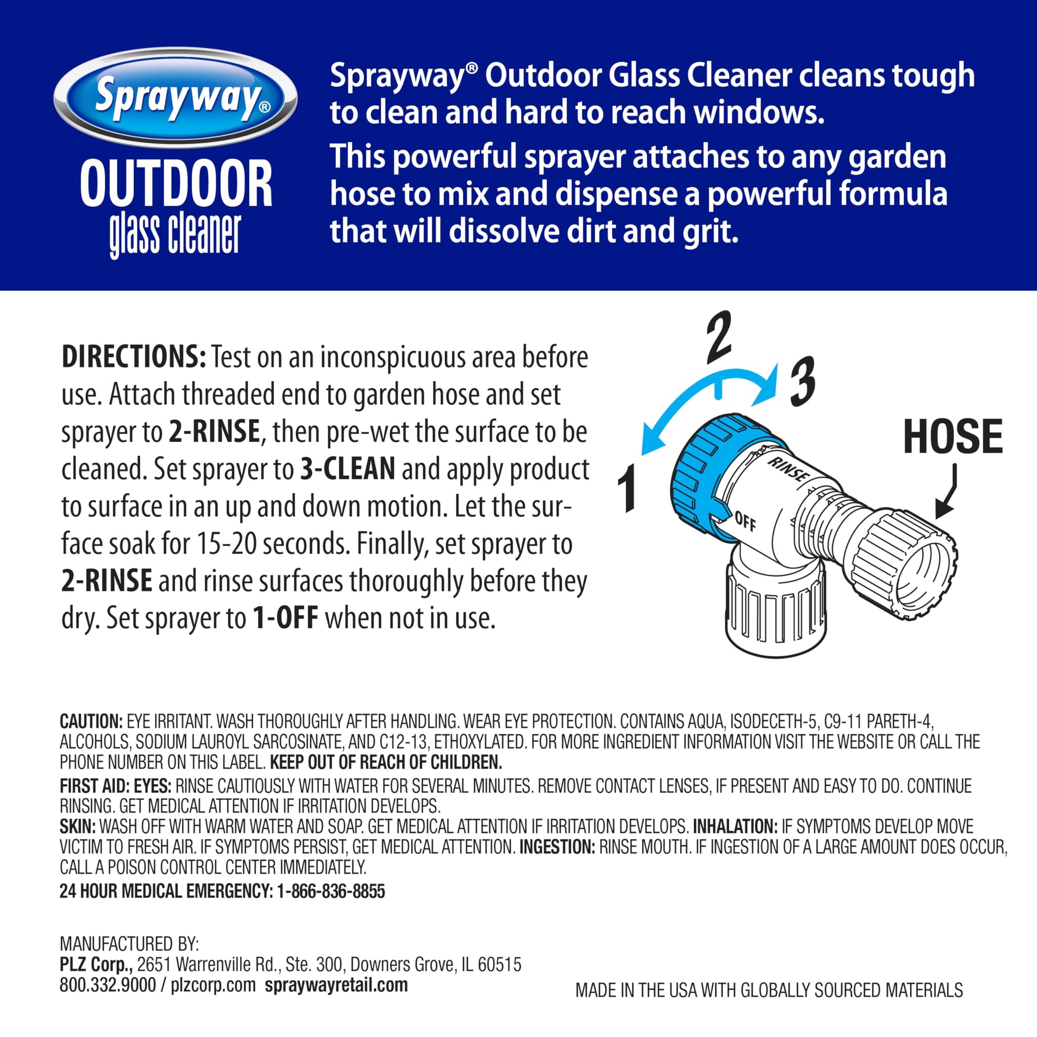 Sprayway Outdoor Glass Cleaner, 32oz | Streak-Free Shine, Foaming Action | Ideal for Windows, Patio Doors, and Outdoor Glass Surfaces