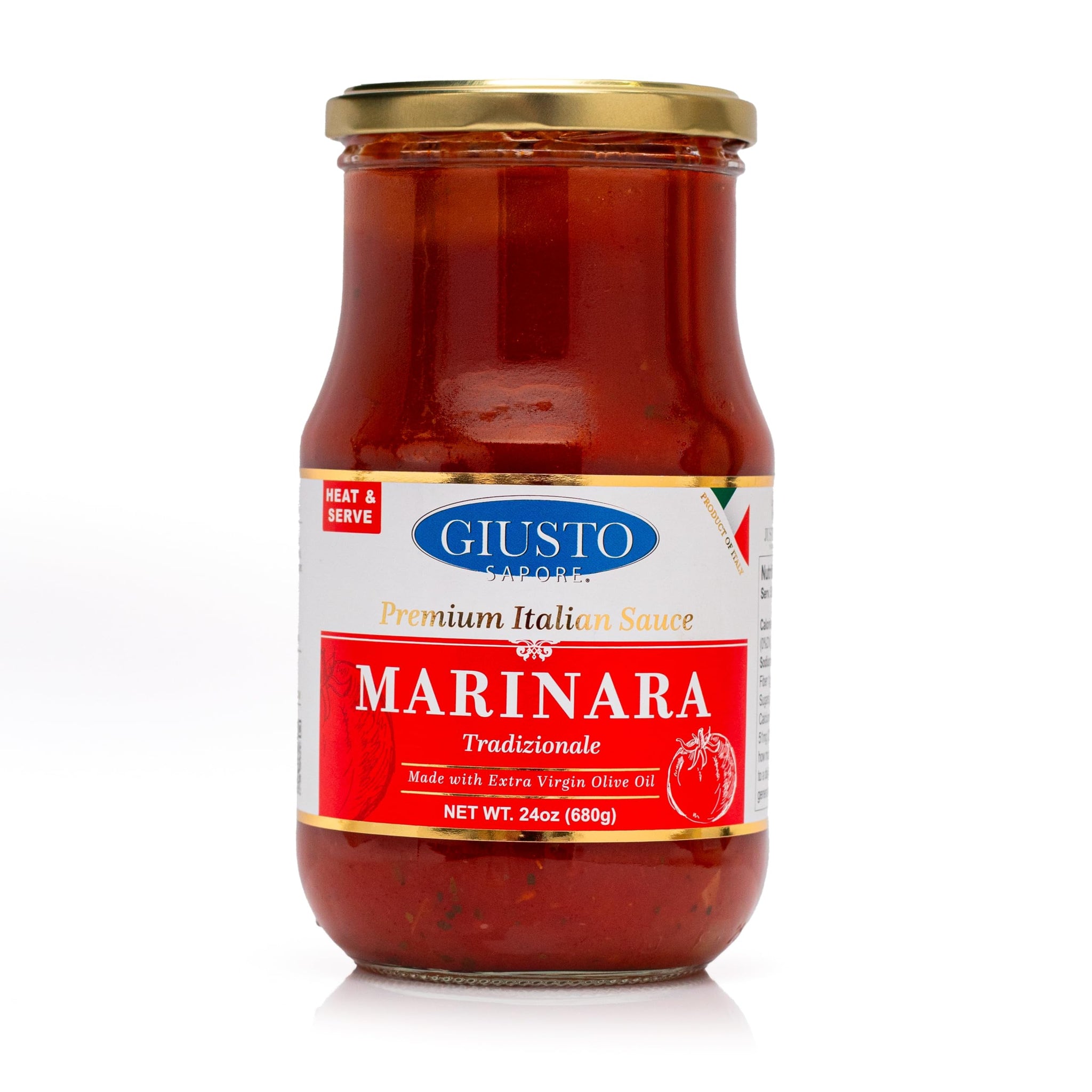 Giusto Sapore Traditional Italian Pasta Sauce 24oz - All Natural Non GMO Italian Premium Gourmet Brand - Made in Italy and Family Owned (Marinara