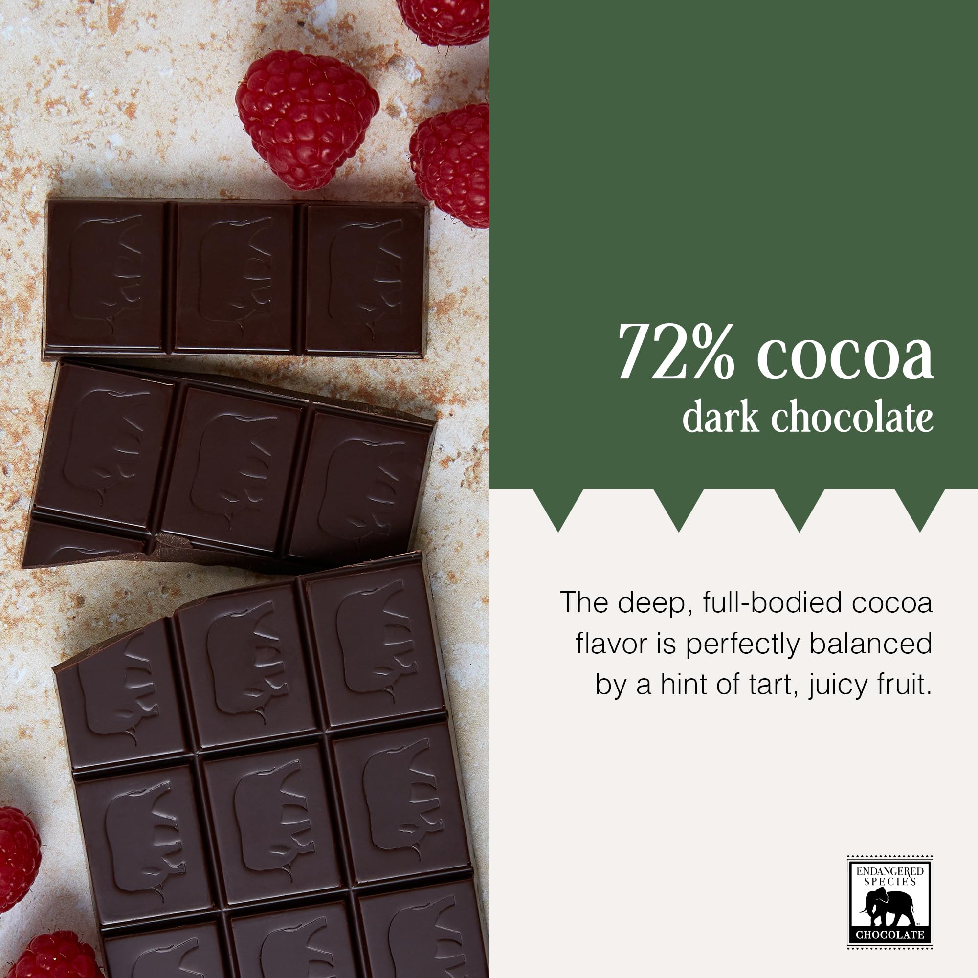 Endangered Species Chocolate Bar Grizzly Dark Raspberry, 3 oz