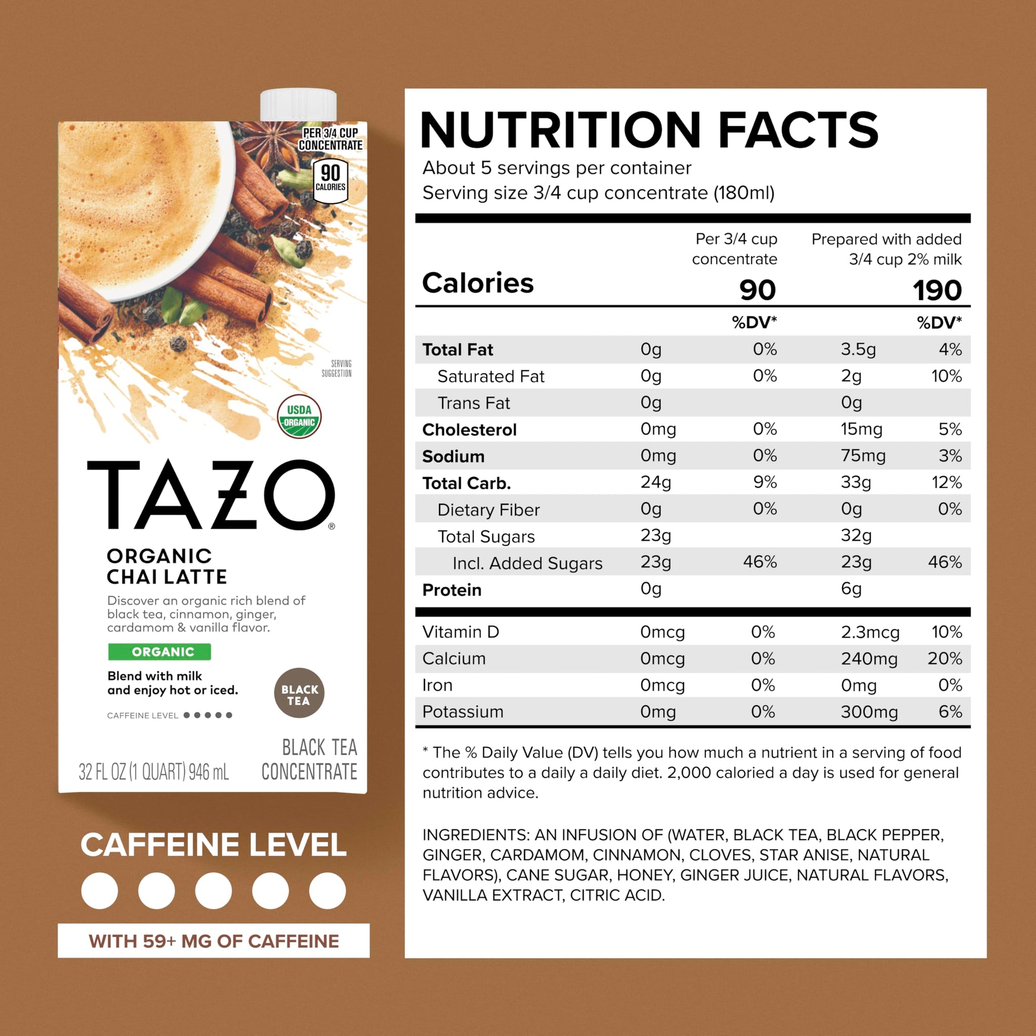 Tazo Tea Organic Chai Concentrate, 32 oz