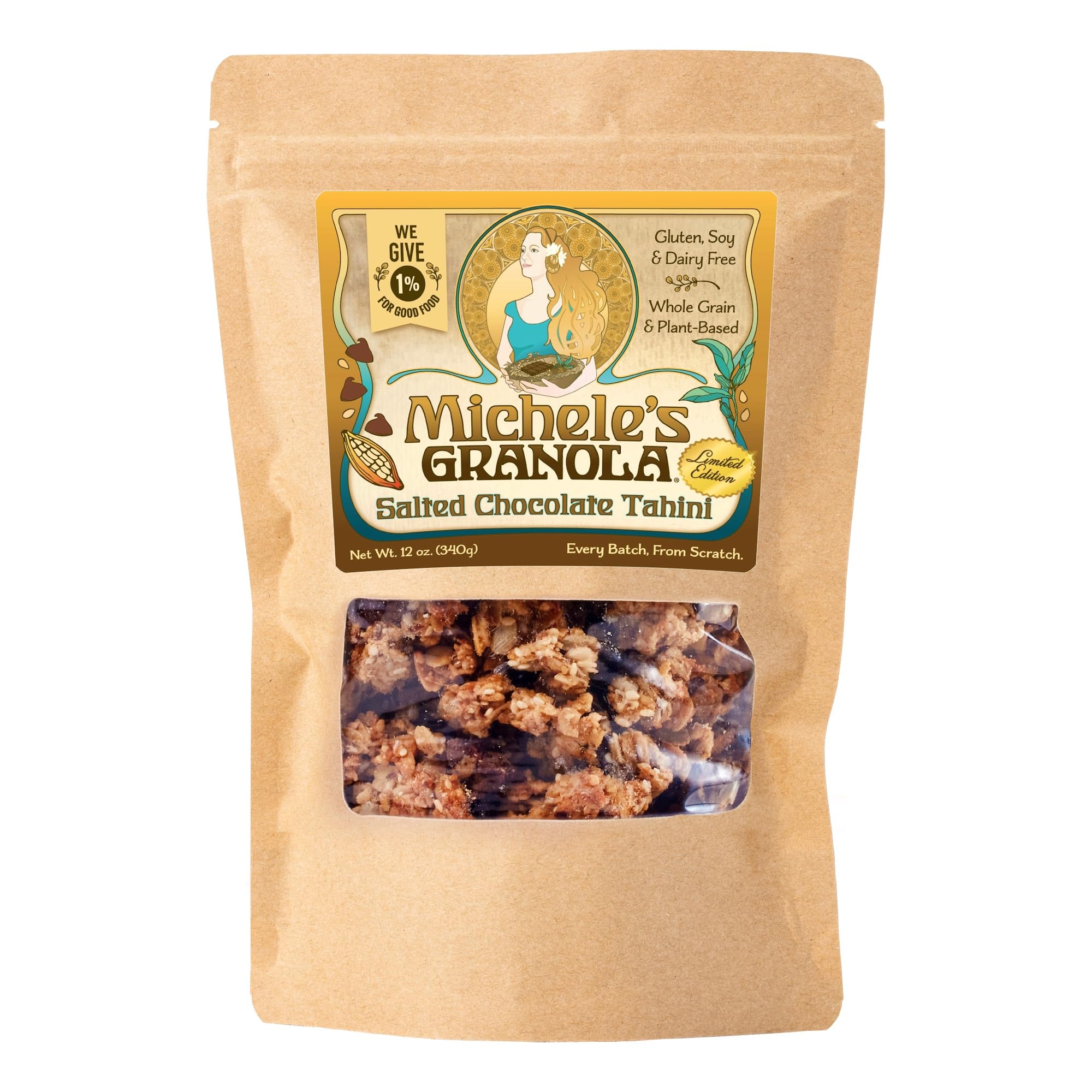 Michele's Granola - Salted Chocolate Tahini - Handmade Non-GMO Whole Grain Oats - Free of Gluten, Soy, Wheat, & Dairy