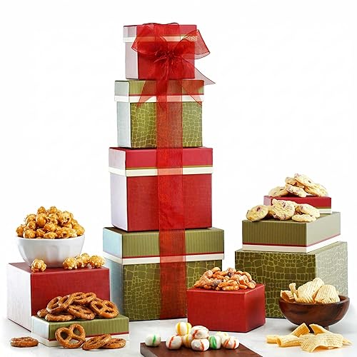Broadway Basketeers 4 Box Gourmet Food | Tower Snacks | for Women, Men, Families, College - Delivery for Fathers Day, Appreciation, Thank You