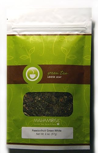 Mahamosa Passionfruit Green-White Tea 2 oz (with pineapple,papaya,strawberry), Flavored Loose Leaf (Looseleaf) Green Tea and White Tea Blend