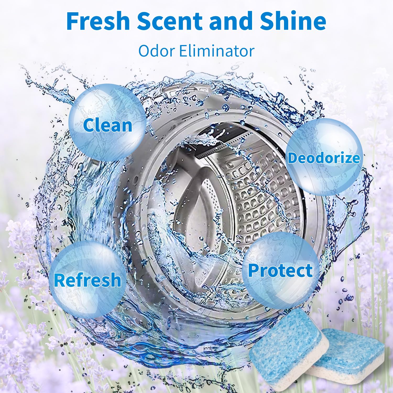 Washing Machine Cleaner Tablets - 24 Pack for Year-Round Deep Clean of Washer Machine, Suitable for HE, Top Load & Front Load Washer Cleaner, Grime