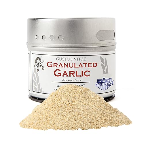 Granulated Garlic | All Natural, Non GMO | Made in USA | Sustainably Sourced, Not Irradiated | Hand Packed in Small Batches | Unique Magnetic Tin |