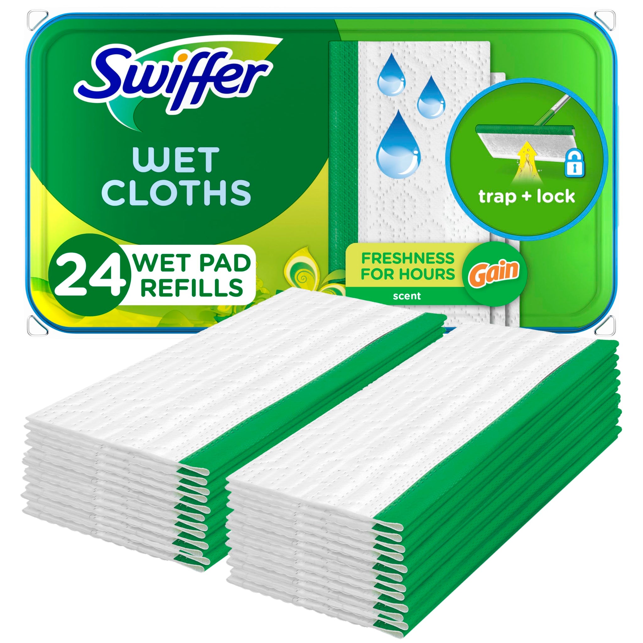 Swiffer Sweeper Wet Mopping Pad Refills for Floor Mop Gain Scent 24 Count