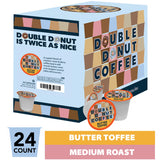 Double Donut Coffee Flavored Coffee Pods,Butter Toffee Coffee, Single Serve Medium Roast Coffee for Keurig K Cups Brewers, 24 Count