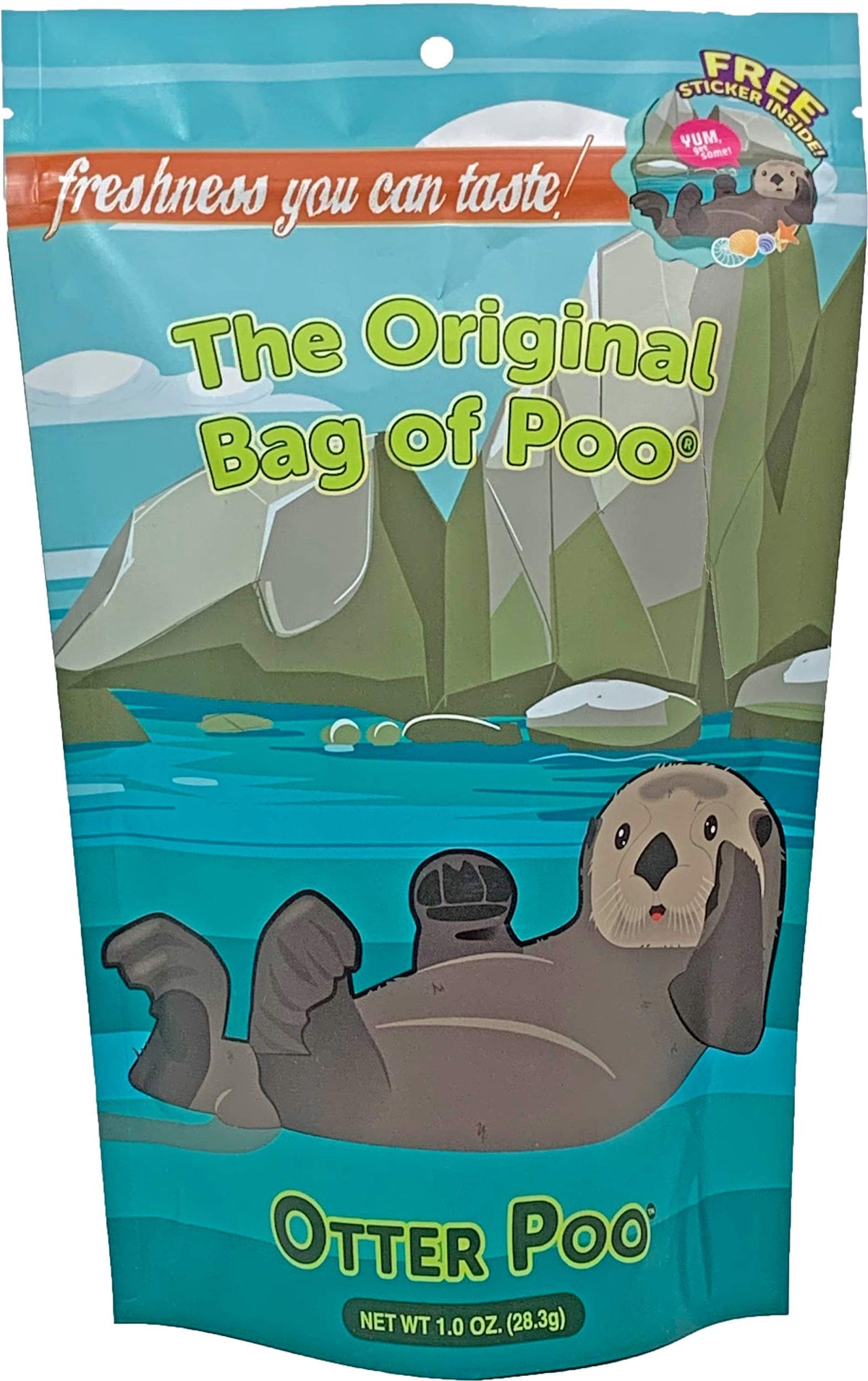 The Original Bag of Poo®, Otter Poo (Orange Flavor Cotton Candy) Novelty Poop Gag Gift. Free sticker inside.