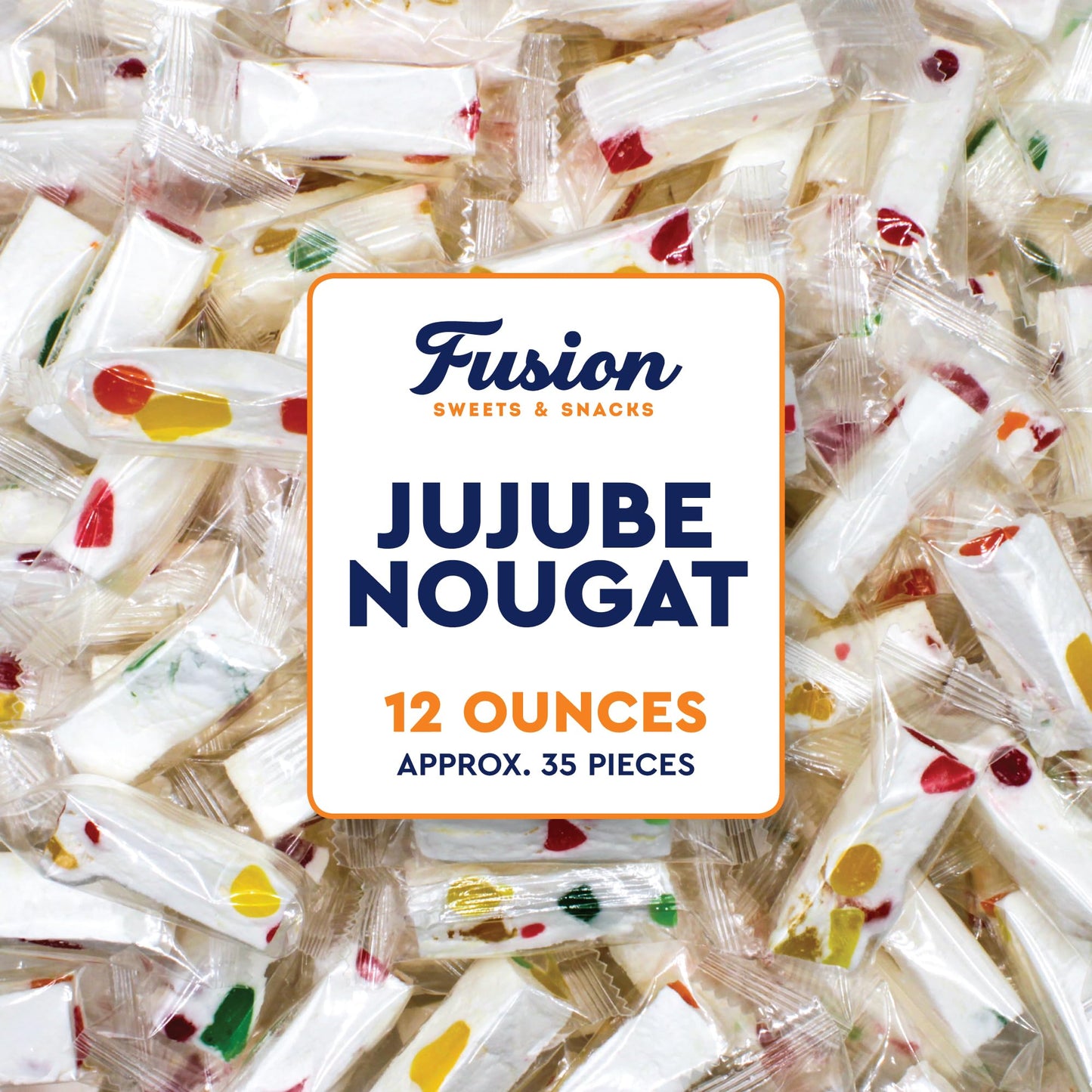Jujube Nougat Candy - 12 Ounces (Approx. 35 Pieces) - Soft Chewy Fruit Jelly Pieces, Individually Wrapped, Classic Old Fashioned Treat, Easter Egg