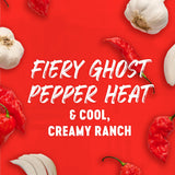 Frank’s RedHot Hot Sauce, Ghost Pepper Ranch, Squeeze Bottle, Hot Heat, Ghost Pepper Heat and Cool, Creamy Ranch, Squeeze On Burgers, Pizza, Salads