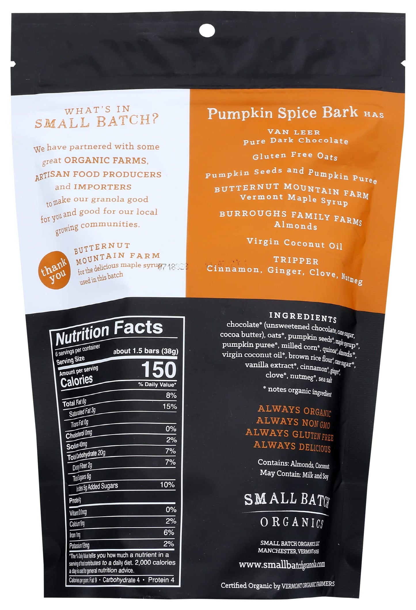Small Batch Organics, Granola Bark Pumpkin Spice Organic, 8 Ounce
